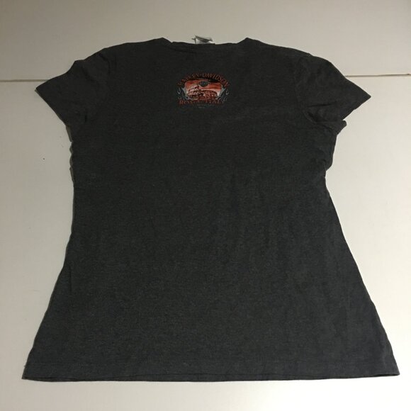 Harley Davidson Womens Large T-Shirt Motorcycle Biker Gray Roma Italy - Picture 7 of 10